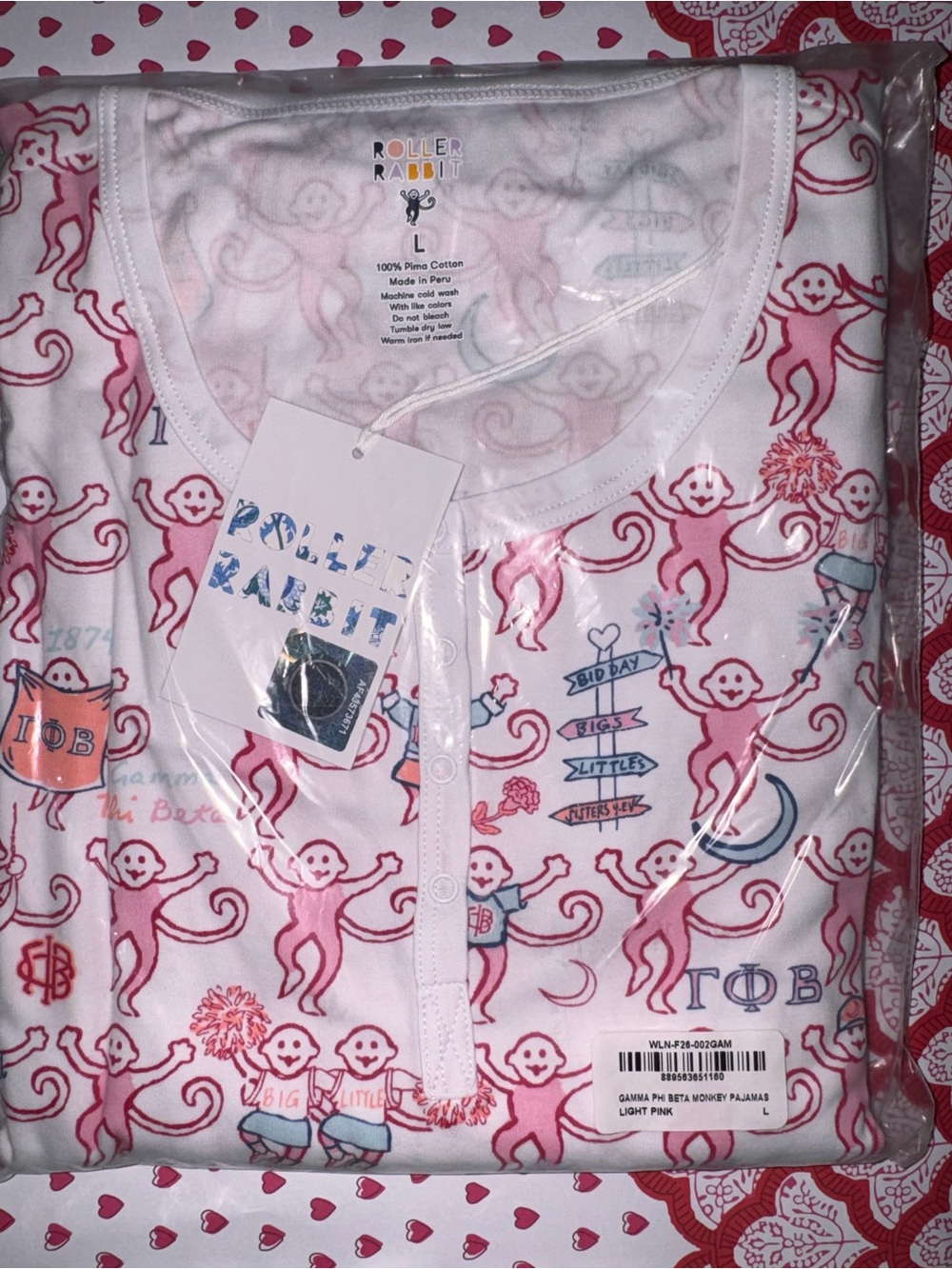 Roller Rabbit Gamma Phi Beta Monkey Pajamas size Large